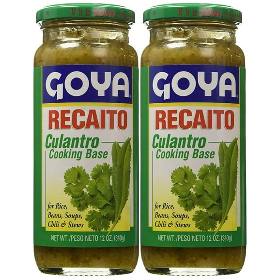 Recaito Culantro Cooking Base by Goya, Cilantro Cooking Base with Onions, Garlic, and Green Bell Peppers, Latino Seasoning for Rice, Beans, Soups, Chili, Stews, and Sauces, Pack of 2, 12 oz Jars