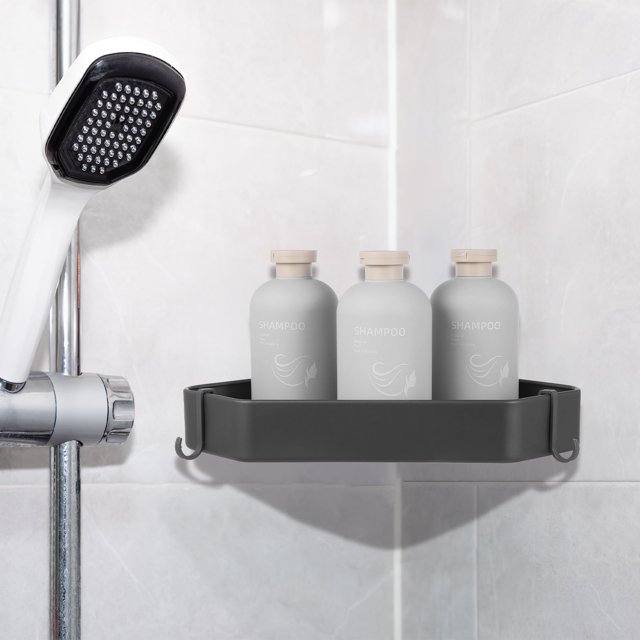 OULII 1Jgo Estante Esquinero De Para Ducha Organizador De Aluminio Oscuro Con Gancho Sin Taladro