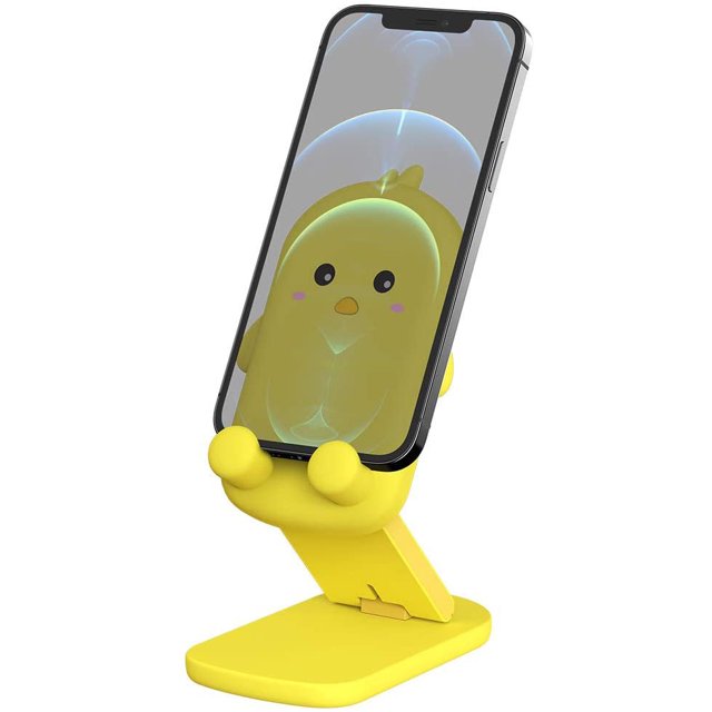 Bonito soporte para teléfono, soporte para teléfono de escritorio ajustable en ángulo de la serie Animal de dibujos animados con todos los teléfonos móviles/tabletas, color amarillo brillar Juguete