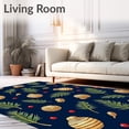 thumbnail image 2 of ODIKA 4'x6' Machine Washable Non-Slip Area Rug, Enchanted Pinecone Fir Branch Seasonal Celebration Floor Ensemble High Traffic Rug, Blue, 731606, 2 of 7