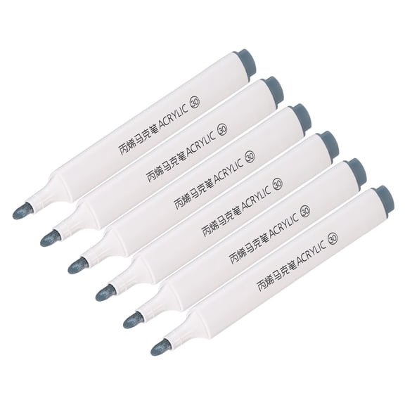 Uxcell Acrylic Paint Marker Pens 6Pcs Acrylic Paint Pens Waterproof Paint Art Marker Pen Water Based Paint Pen for DIY Craft Smoky Gray