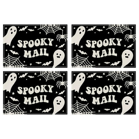 

Ygxbm Halloween Tablecloth Kitchen Mat Halloween Placemats Set of 4 12X18 Inch Funny Table Mat Non Slip and Washable Linen Place Mat for Home Party Decoration Rollback