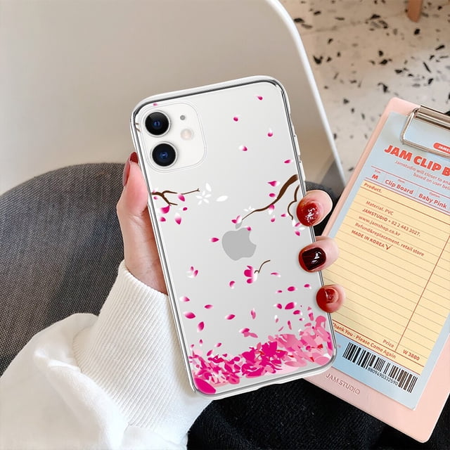 Funda de teléfono Simple Plum Blossom Leaf para iPhone 13 12 11 14 Pro Max Mini XS XR X 7 8 Plus SE 2020, funda de TPU transparente suave Tan Jianjun unisex
