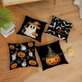 thumbnail image 4 of Halloween Pillow Covers 18x18 Set of 4 Ghost Pumpkin Decorative Throw Pillows Cover Black Spider Webs Pillow Cases Home Outdoor Sofa Couch Cushion Covers for Halloween Decorations (18 by 18), 4 of 6