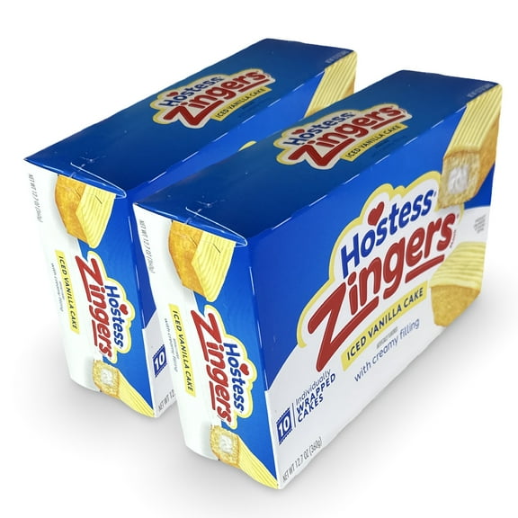 Hostess Zingers Iced Vanilla Cake, 10 Piece (Pack of 2)