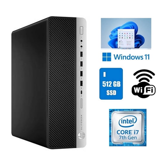 Restored HP EliteDesk 800 G3 SFF Desktop Computer Core i7 16GB Ram 512GB SSD Windows 11 Pro (25H2) (Refurbished)