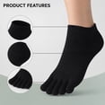 thumbnail image 5 of MJumppHome 5 Pairs Cotton Toe Socks Low Cut No Show Athletic Socks for Men Women,Black,Sock Sizes 7-10, 5 of 7