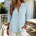 thumbnail image 4 of Stralyhd 3/4 Sleeve Tops for Women 2026 Summer Button Down Shirts Casual Dressy V Neck Top Loose Beach Vacation Henley Blouse Sky Blue XXL, 4 of 4