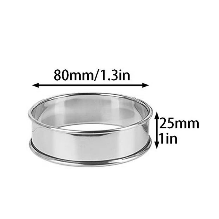 Yesbay 8cm Stainless Steel Rolled Edge Fruit Pie Tarts Dessert Ring Muffin Crumpet Mold,Tarts Ring, Other