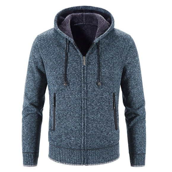 Outfmvch sweaters for men Winter d Plus Velvet Camouflage Hooded Sweater Cardigan Jacket womens tops mens sweaters Blue