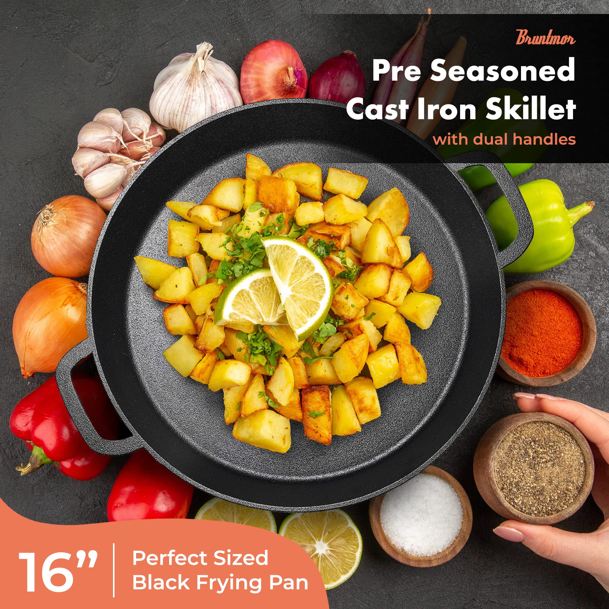 Pre-Seasoned Cast Iron Skillet, 14cm By Bruntmor - Use To Fry, Sear, Saute,  Bake, And More - Indoor/Outdoor Use - AliExpress