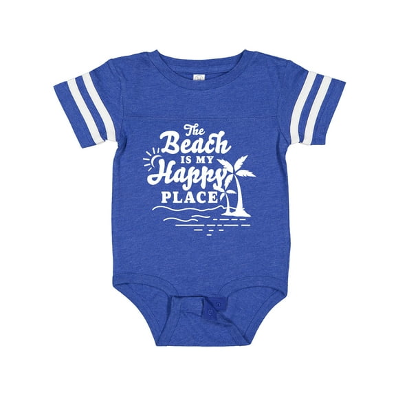 Inktastic The Beach is My Happy Place with Palm Trees Boys or Girls Baby Bodysuit