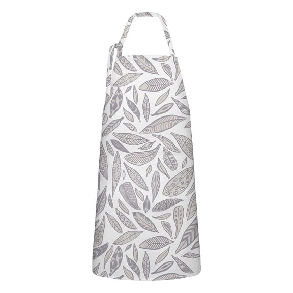 Light Grey Leaf Like Pattern Apron-Garden Aprons for Women with Pockets-Cotton Linen Waterproof Kitchen Cooking Gardening Aprons Adjustable for Kitchen,Cooking,BBQ and Salon 33x27 Inch