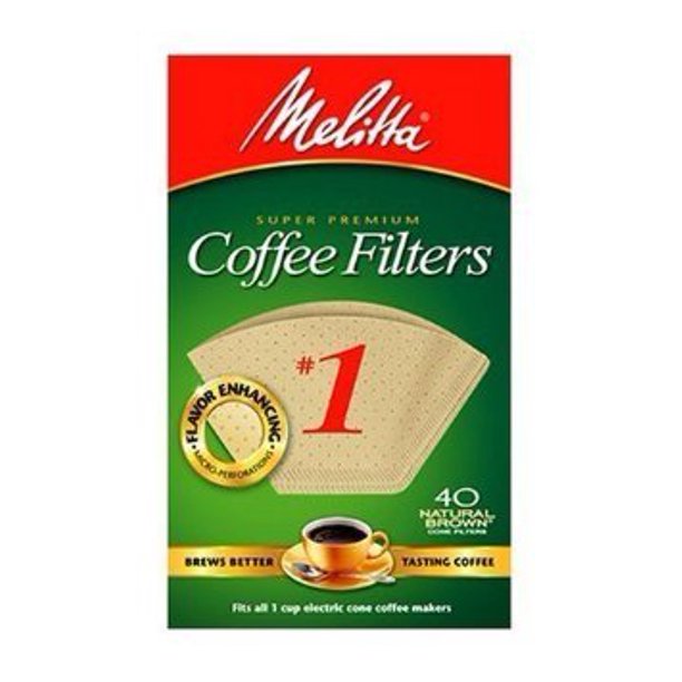 Melitta 620122 40 Count 1 Natural Brown Cone Coffee Filters (Pack of 5