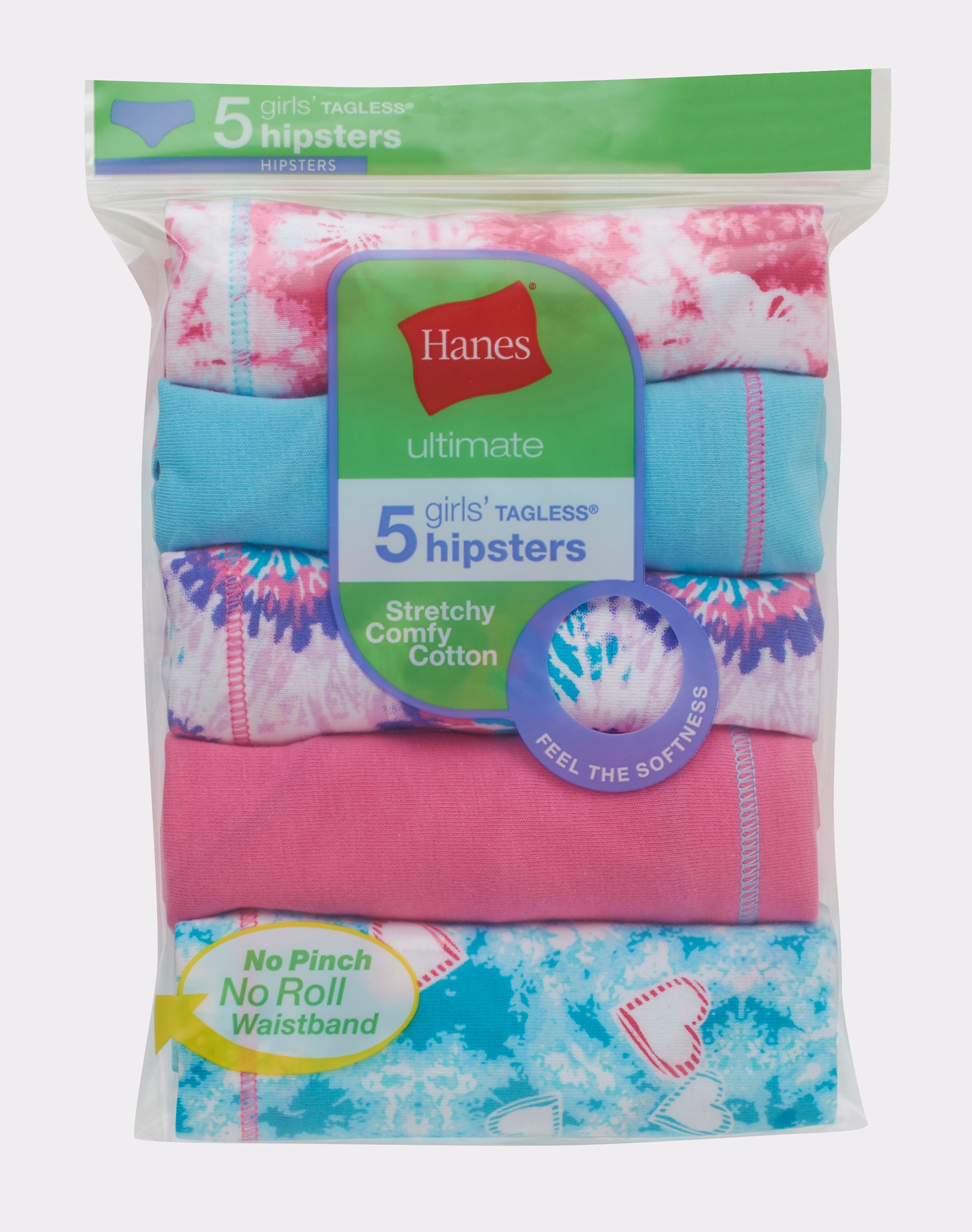 Hanes Ultimate Girls' Cotton Stretch Hipster Underwear, 5-Pack Assorted 1 14 - image 4 of 5