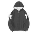 thumbnail image 3 of Womens Zip Up Hoodies Long Sleeve Oversized Sweatshirts Bows Y2K Jacket Pockets 2026 Fall Outfits Fashion Clothes, 3 of 4
