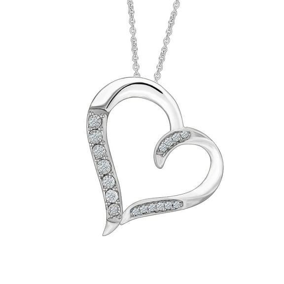 1/2 Carat Moissanite D Color VVS1 Clarity Lab-Created Diamond Heart Pendant Necklace in 18k White Gold Plated Sterling Silver for Women Jewelry Gift For Her