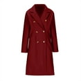 thumbnail image 4 of Wool Trench Coat for Women Trendy Winter Overcoat Double Breasted Notched Collar Pea Coat Warm Jackets (XL, Wine), 4 of 6