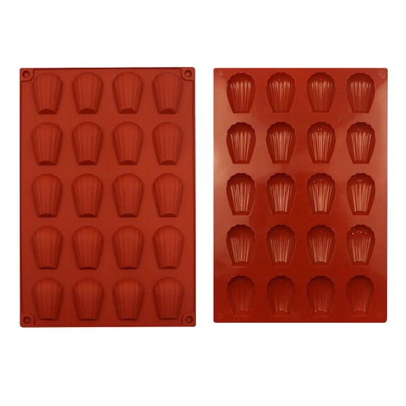 20-Cavity Madeleine Pan, Shell Silicone Cake Mold, Crimson Baking Tray - Non-Stick, Heat-Resistant, Easy Clean - For Home Baking, Kitchen Diy, Dessert Making, Party Supplies