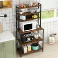 thumbnail image 6 of IVV 6-Tier Kitchen Bakers Rack with Power Outlet, Microwave Stand with 10 S-Shaped Hooks, Kitchen Coffee Bar with Storage for Stand Spices, Cups, Pots, 31.5"L x 15.75"W x 66.93"H, Black and Brown, 6 of 7