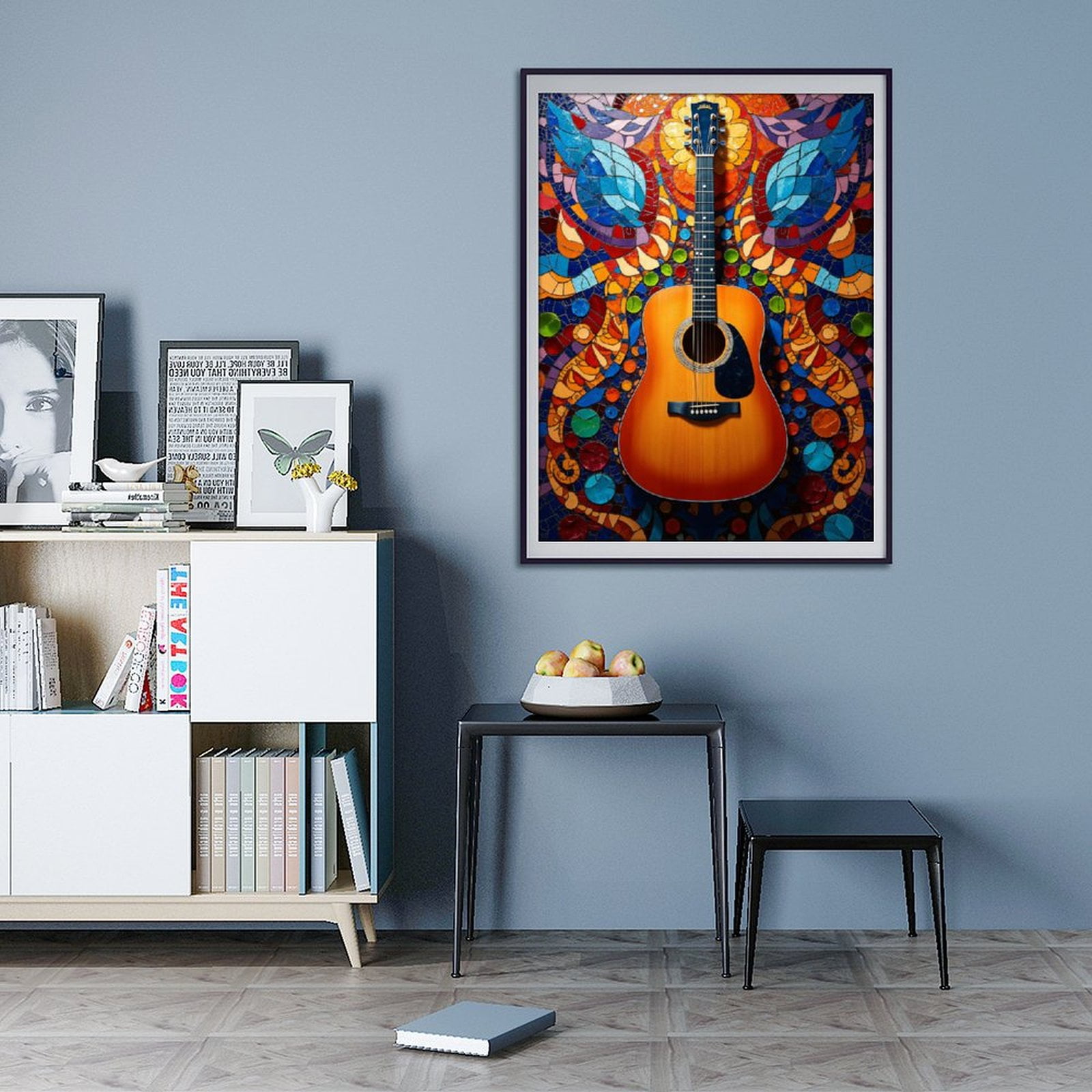 Diamond Art Kit for Adults, Guitar Vibrant Mosaic Art Display Diamond Painting for Adults Beginners, 5D DIY Diamond Art Painting Kits, Colorful Diamond Painting Craft for Home Decor 12x16