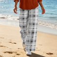 thumbnail image 2 of Cmfcve Checkered Wide Leg Pants for Women High Waist Plaid Pajama Pants Baggy Daily Casual Pants, 2 of 6