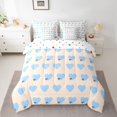 thumbnail image 2 of Feelyou Blue Love Heart Bedding Comforter Set 7 Pieces for Child, Cute Ribbon Bowknot Full Bedding Set, Dreamy Princess Bow Reversible Fitted Sheet Flat Sheet, Super Cozy Room Decor, 2 of 7