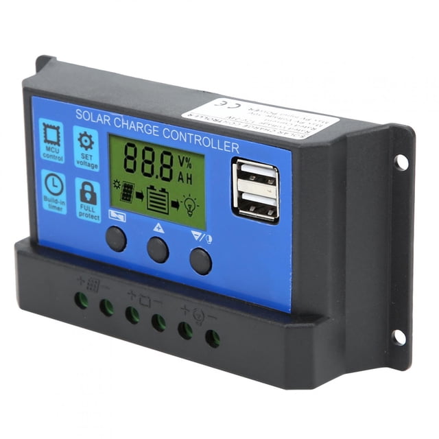 Controlador de carga de batería solar, controlador de panel solar, controlador LCD, controlador de panel solar con salida USB dual, máxima comodidad