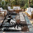 thumbnail image 2 of Teal Brown Deer Silhouettes Outdoor Rug for Patio/Deck/Porch, Non-Slip Large Area Rug 4 x 6 Ft, Trees Wooden Retro Art Farmhouse Indoor Outdoor Rugs Washable Area Rugs, Camping Rug Carpet Runner, 2 of 8