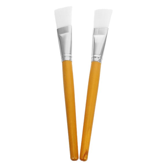 Pretyzoom Face Mask Applicator Brush for Makeup Use with Nylon and Wood Multi Color Easy to Clean and Reusable 2 Pcs