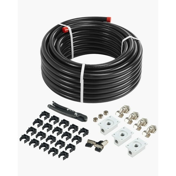 KFFKFF Air Pressure System, 100FT x 3/4", HDPE-Aluminum Compressed Air Conduit, Leak-Resistant, Durable & User-Friendly, Compressed Air Line Tubing Kit for Workshops and Garages, Black