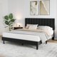 thumbnail image 1 of Yeshouse Marco de cama con cabecera de altura ajustable, plataforma tapizada con diseño capitoné con canales verticales, listones de madera resistentes para un soporte silencioso, no necesita somier, 1 of 13