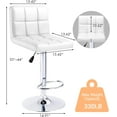 thumbnail image 5 of KaiMeng Bar Stools Modern Square Counter Height Barstool 22" to 33" PU Leather Swivel Adjustable Stool with Back Set of 2 for Kitchen Dining (White), 5 of 8