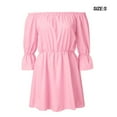 thumbnail image 2 of Femmes Robe hors Épaule Couleur Unie Vêtements 2 1 5 Volants Robe d'Automne, Rose, S, 2 of 6