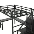 Bellemave Full Size Loft Bed with Desk, Metal Loft Beds with Stair and Builtin Small Wardrobe