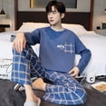 thumbnail image 6 of Autumn Cotton Pijama for Men Plus Size 3XL Lounge Pyjamas Set Male 2 Pieces Set Sleepwear Sleeping Top Pant Home Suit 2022, 6 of 7