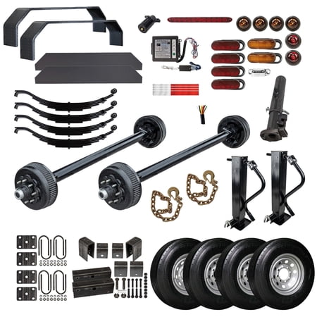 8000 lb TK Tandem Axle Gooseneck Trailer Parts Kit - 16K Capacity Heavy Duty (Complete Original Series) 9/16 Studs 75 Hubface 56 Spring Center