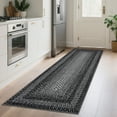 thumbnail image 2 of Hasoo Runner Rug 2x8 Non-Slip Washable Low Pile Braided Print for Kitchen Indoor Black/Gray Carpet, 2 of 6