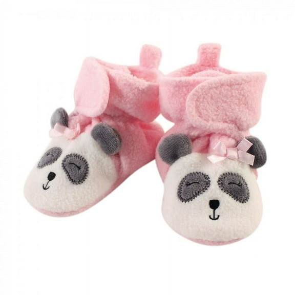 Hudson Baby Infant and Toddler Girl Cozy Fleece Booties, Girl Panda, 0-6 Months