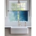 thumbnail image 3 of Sheer Curtains 54 Inch Length 2 Panels Set for Kitchen, Blue Ombre Semi Sheer Curtains for Windows, Coastal Beach Modern Abstract Art Voile Window Treatments Rod Pocket Curtain, 3 of 7