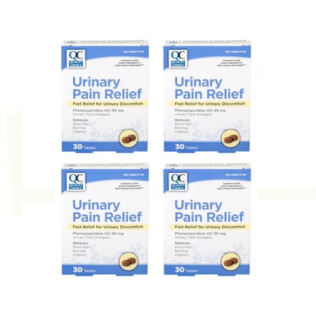 4 Pack Quality Choice Urinary Pain Relief, 30 Tablets