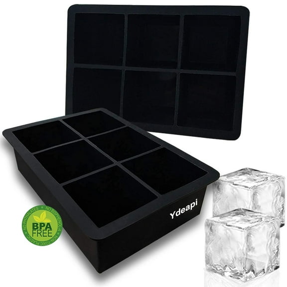 Silicone Ice Cube Tray, Ydeapi 2 Pack Large Ice Cube Molds, Flexible and Easy Release, BPA Free and Dishwasher Safe, Perfect for Cocktail, Whiskey, Chocolate, Baby Food