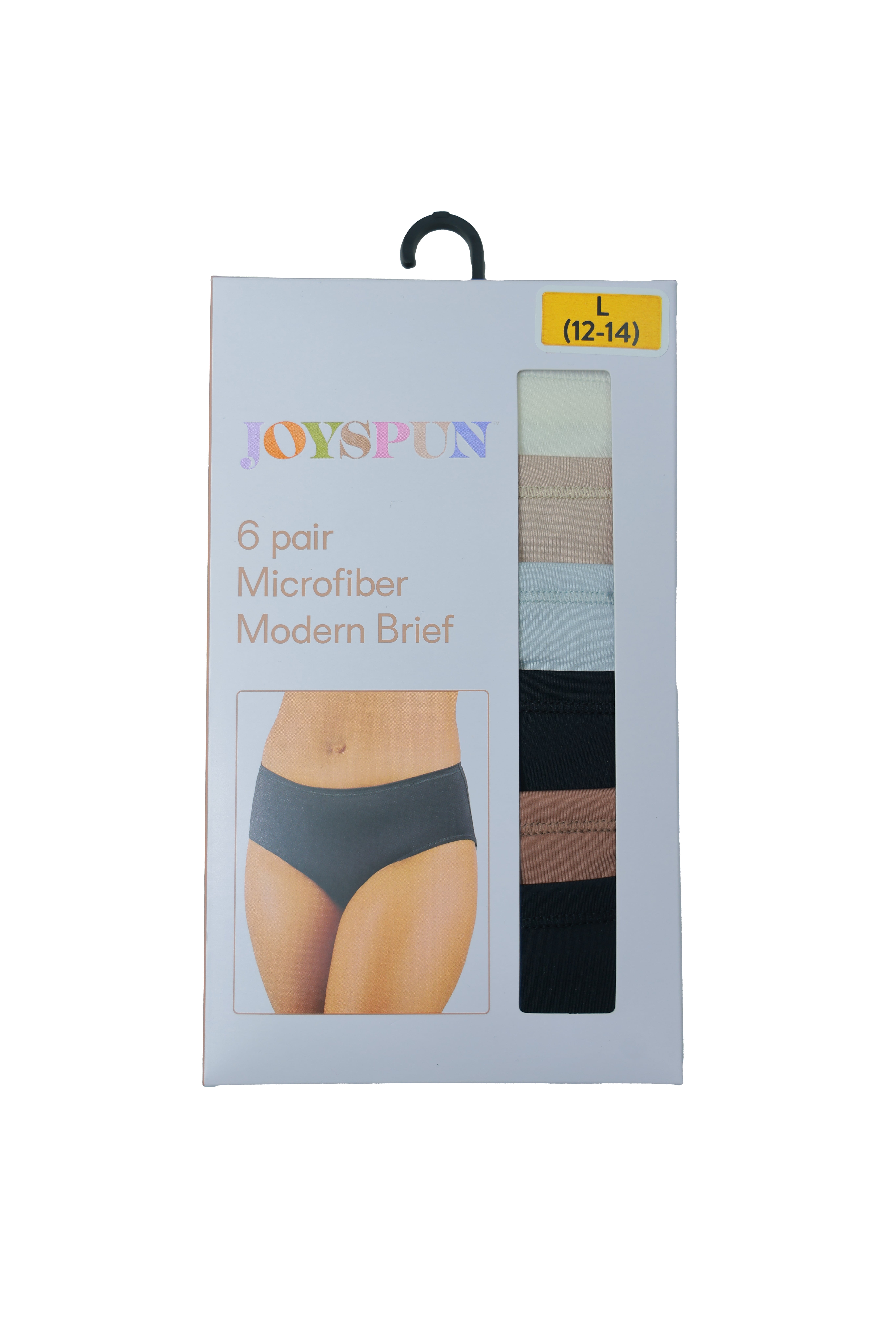 Joyspun Women's Microfiber Modern Brief Panties, 6-Pack, Sizes XS-3XL