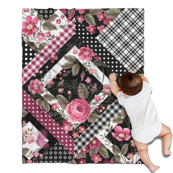 Pioneer Flower Floral Print Pattern Blanket,Comfortable Soft Flannel Throw Blanket,All Season,Warm Lightweight Blankets for Sofa Bed Couch Living Room Chair,30"x40"