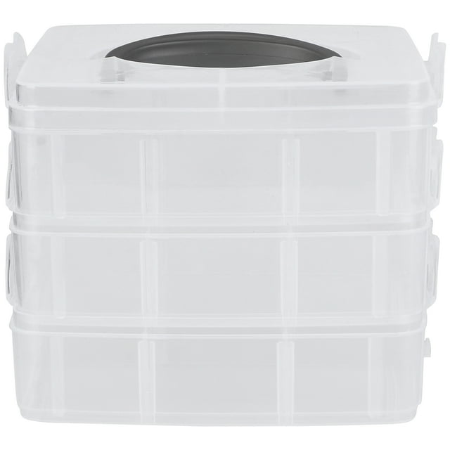 FRCOLOR Storage Box 3 Layers 18 compartments Plastic Adjustable Storage Box Case Holder Organizer (Transparent White),5.91"X5.91"X5.04"