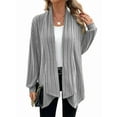 thumbnail image 3 of Women'S Cardigan Long Sleeve Asymmetrical Knit Open Front Cardigan Outwear Gray L, 3 of 8