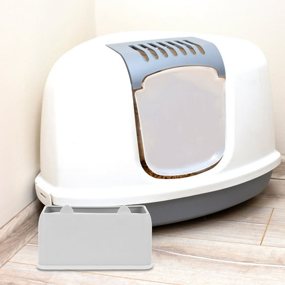 COOPHYA Corner Cat Litter Boxes 1Set Grey Plastic for Home Decor Cat Shaped