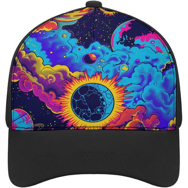 Retro Space Pattern Baseball Cap Classic Golf Cap Soft Dad Hat Multicolor Adjustable Low Profile Hat Unisex