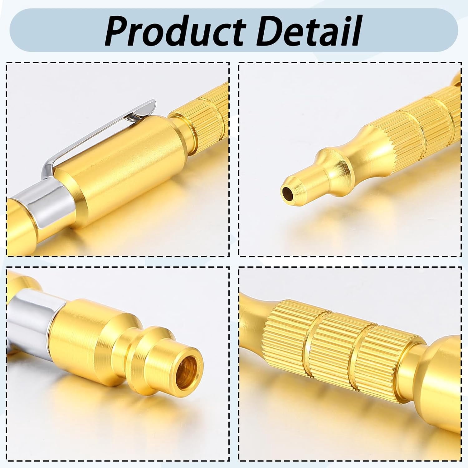 MKEUDQ-6 Pcs 1/4" I/m Type Adjustable Pocket Plug Air Blow Gun Air Blower for Compressor Nozzle Blow Gun Portable Blower Pen for Dust Cleaning(Gold)