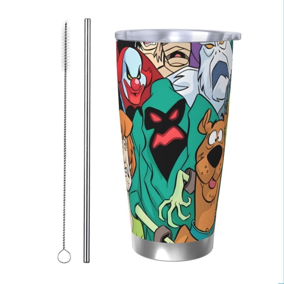 Saiise Scooby-Doo Print Tumbler 20 Oz Stainless Steel Vacuum Insulated with Straw Coffee Cup for Home,Office,Outdoor Works Great for Ice Drinks and Hot Beverage